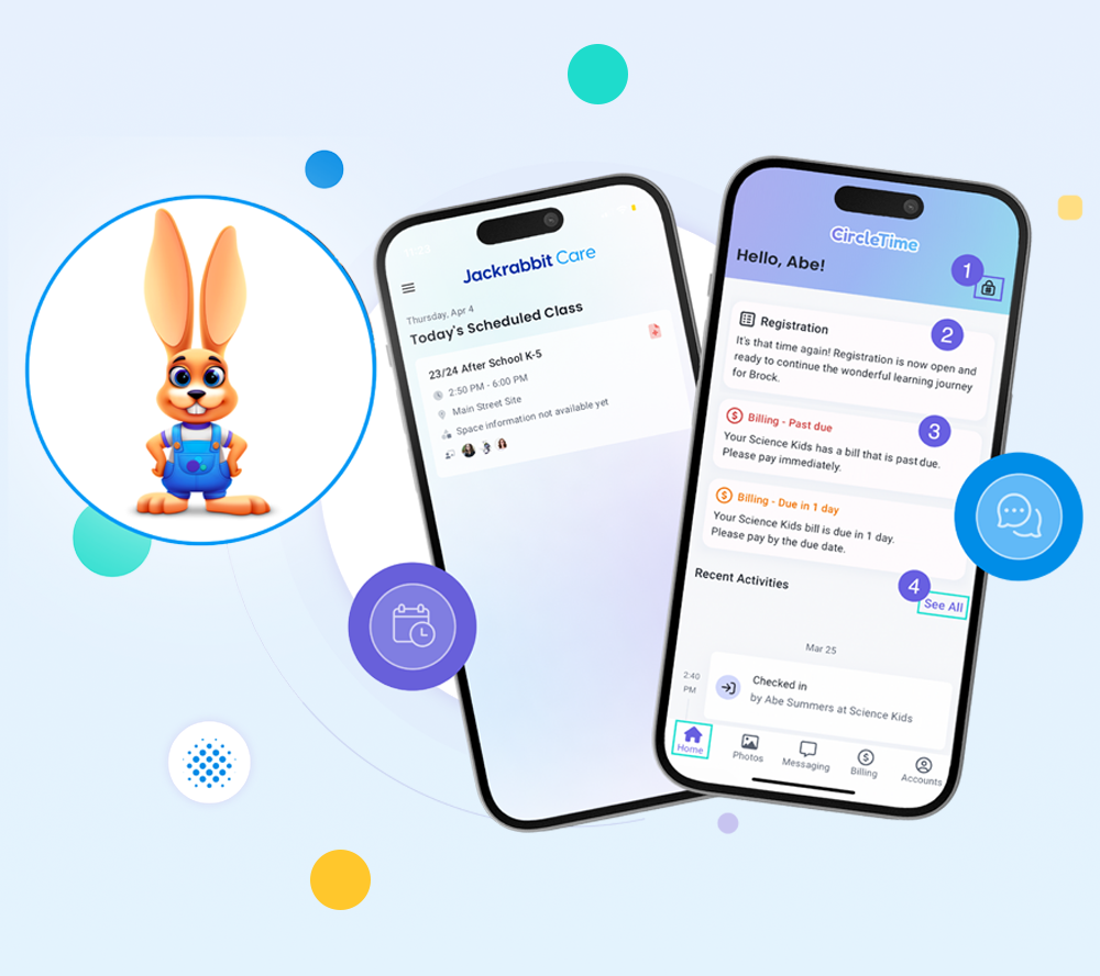 Jackrabbit Care mobile app screens